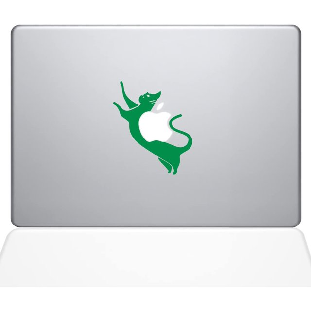 The Decal Guru 2089-MAC-12M-LG Cat Decal Vinyl Sticker, Green, 12" MacBook