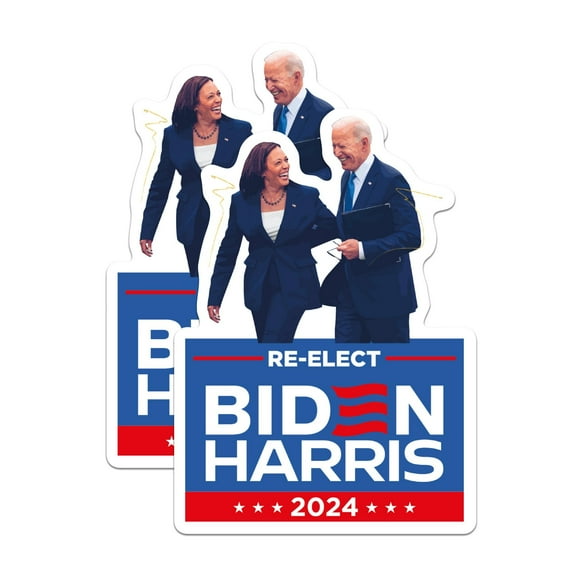 (2 Pack) Re-Elect Biden Harris 2024 Stickers - Joe Biden 2024-2024 Election - 5 Inches On Longest Side - Premium Vinyl - for Cars, Trucks, Skateboards, Laptops - Made in USA - BMCS0793