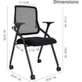 thumbnail image 3 of Updated Conference Room Chairs, Folding Office Desk Chair with Lumbar Support and Sliding Armrest with Casters, Stackable Office Guest Chairs & Reception Chairs, 1 Pack Black, 3 of 7