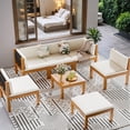 thumbnail image 5 of Homall 7 Pieces Outdoor Furniture Set, Patio Conversation Set Acacia Wood Outdoor Furniture Set, All Weather Outdoor Sofa Set with Coffee Table, Beige, 5 of 7