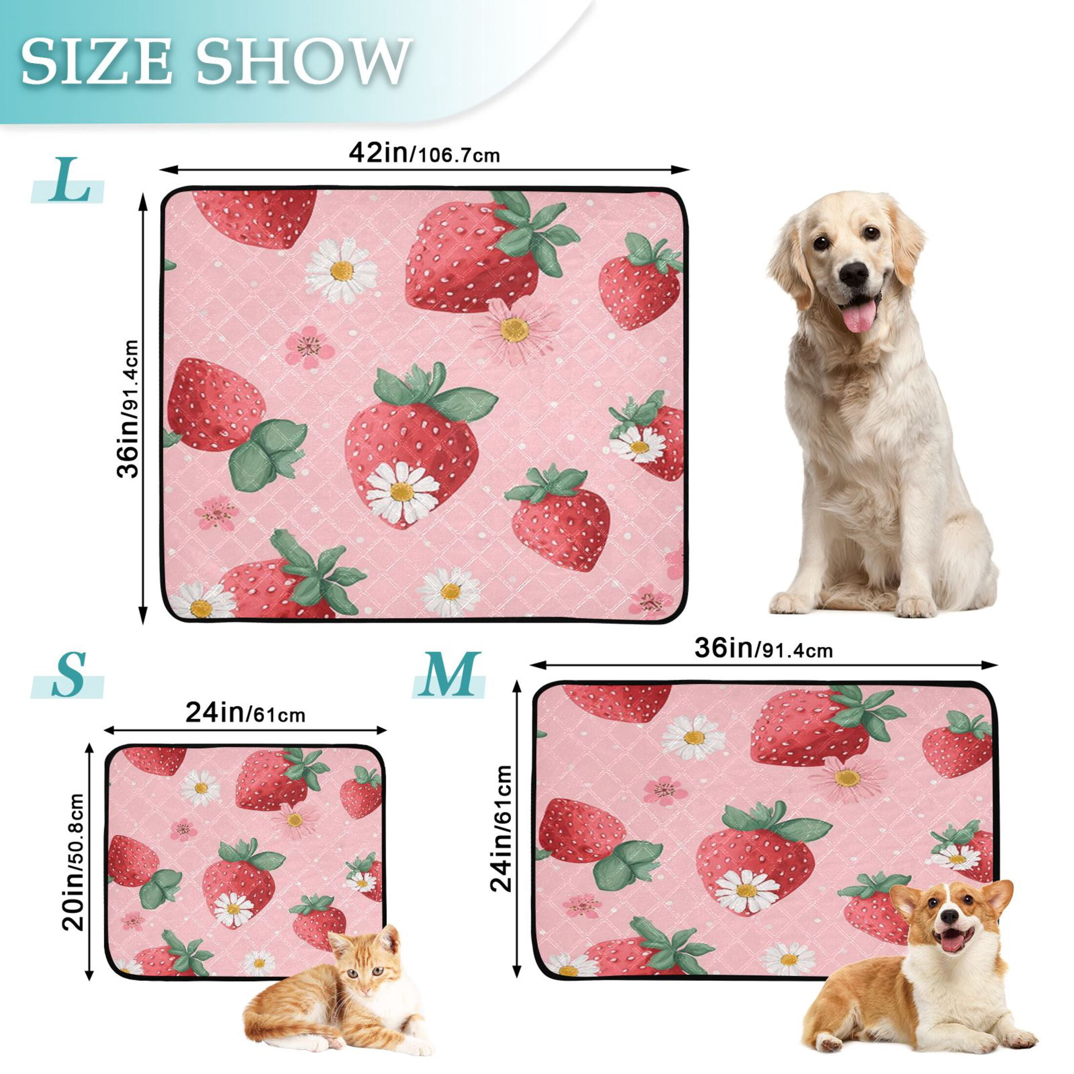 IAUYY Washable Pee Pads for Dogs Medium+Large Absorbent and Leak-Proof Non-Slip Reusable Puppy Pee Pads for Dogs Applicable to Playpen Potty Crate Strawberry