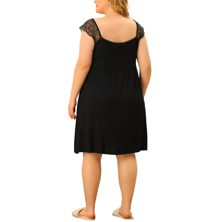 Unique Bargains Women s Plus Size Nightgown Sleepwear Lace Cap Sleeve Loungewear Walmart