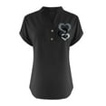 thumbnail image 4 of Anqov T Shirts for Women, Solid Color V Neck Collar Button Short Sleeve Loose Tops with Front Print, Daily Fashion Casual Summer Beach Breathable Shirts, 4 of 4