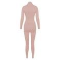 thumbnail image 6 of Afdoent Women 2 Piece Workout Sets Women's Autumn Winter Solid Color Long Sleeve Zipper Stand Sports Jacket Fitness Yoga Suit Long Pants Set Gym Outfits, 6 of 9