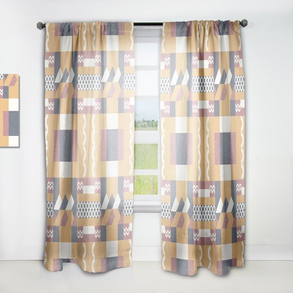 Designart 'Geometrical Retro Design VI' Mid-Century Modern Curtain Panel