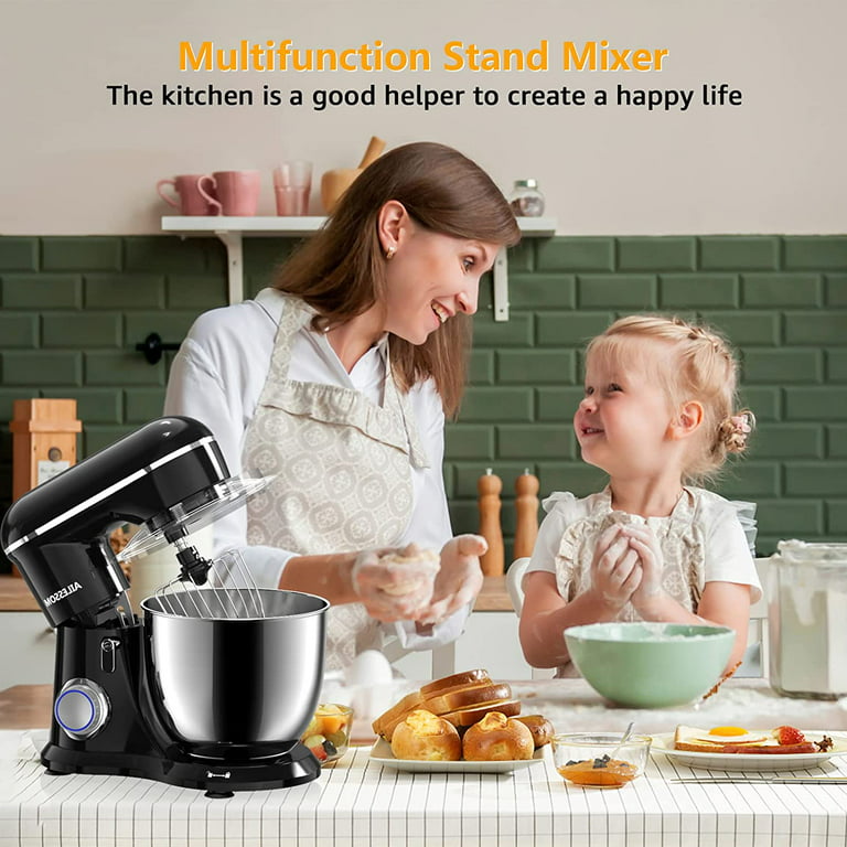 Samsaimo Stand Mixer,6.5-QT 660W 10-Speed Tilt-Head Food Mixer, Kitchen Electric  Mixer with Bowl, Dough Hook, Beater, Whisk for Most Home Cooks, (6.5QT,  Onyx Black） 