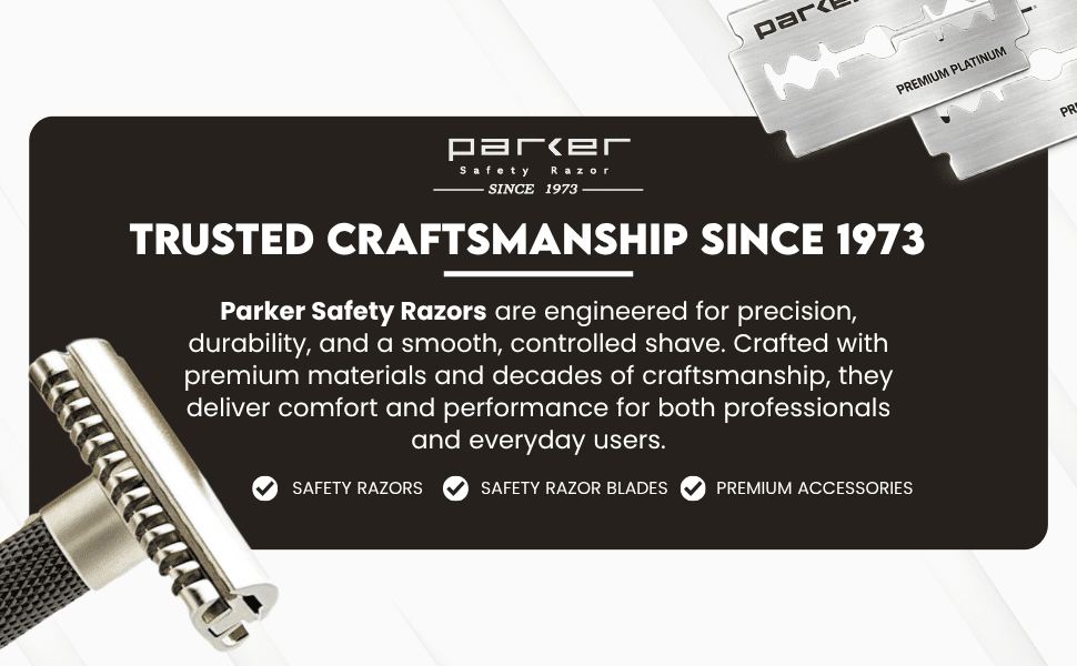 Parker THE VARIANT OPEN COMB - ADJUSTABLE Double Edge Safety Razor, Customize your Shave with a Turn of the Dial from Mild to Aggressive - 5 Blades Included (Graphite Gray)