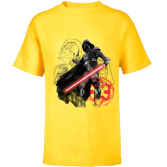 Star Wars Darth Vader Blueprint of a Sith Lord - Short Sleeve T-Shirt for Kids - Customized-Yellow