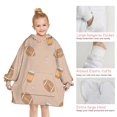 thumbnail image 6 of Light Brown Footballs and Cups Pattern Blanket Hoodies for Kids 6-13YR Oversize Wearable Blanket Hoodies for Boys Girls Teens, 6 of 7