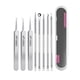 thumbnail image 1 of Kit de herramientas para eliminar puntos negros de acero inoxidable: pinzas con mango antideslizante y extractor de precisión para puntos negros, espinillas y granos; portátil para viajes, 1 of 5