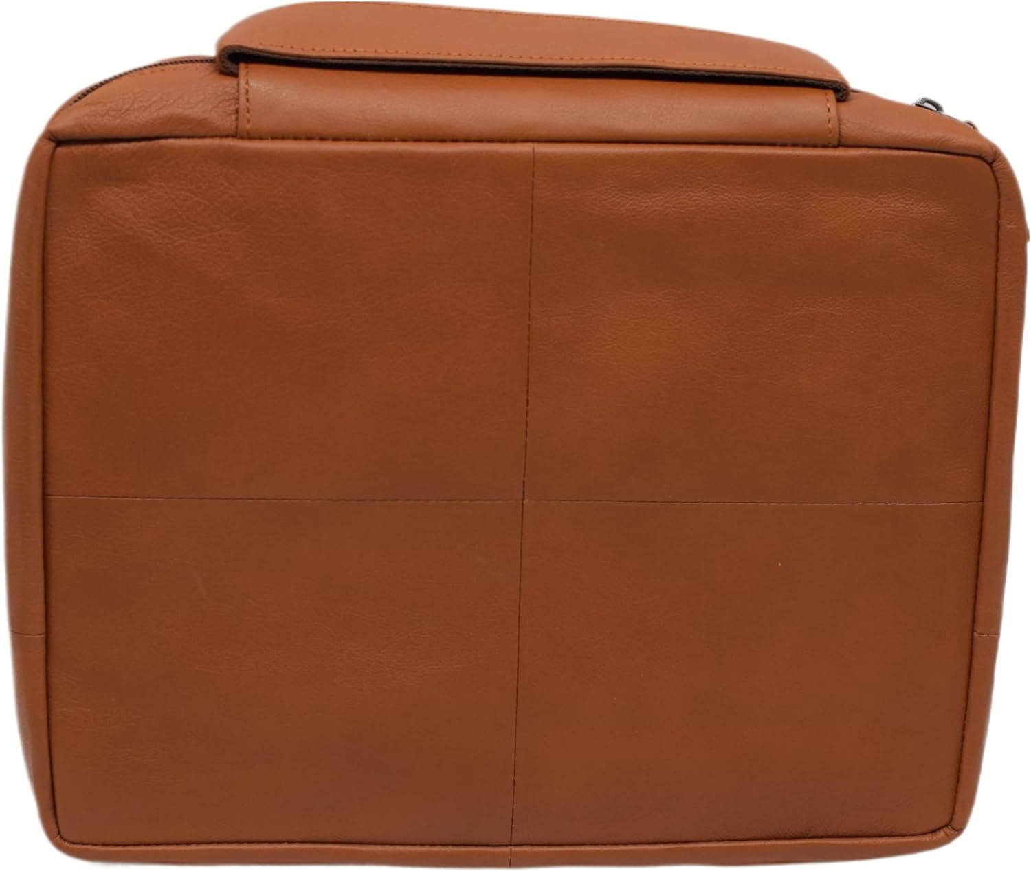 Large Cross Bible Book Cover Genuine Leather with Handle Cross Tan