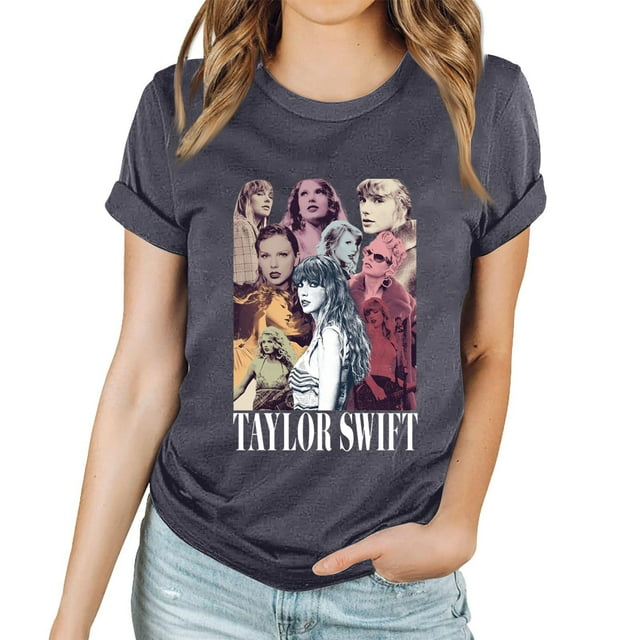 TayIor Sw1ft Chemises, Tyler Sw1ft Merch, Tyler Sw1ft, Mode Décontractée Imprimée Col Rond Manches Courtes Chemises Blouse Femme Graphique Amateur de Musique TKFASHION Or Rose P