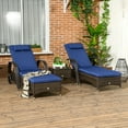thumbnail image 2 of Ensemble de Chaise Longue de Patio en Osier avec Coussins, Chaise Longue Inclinable, Bleu Foncé, 2 of 10