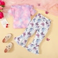 thumbnail image 4 of Mikrdoo 4T Toddler Baby Girls Clothes Girls Outfits Butterfly Print Tie-dye Tops Bell-bottomed Pants 2Pcs Nice Apparel OOTD Pink 4-5 Years, 4 of 8