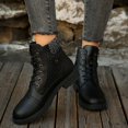 thumbnail image 4 of XUNKUSGA Ankle Boots for Women Classic Lace Up Side Zipper Low Heel Short Boots Comfortable Round Toe Quilted Panels Waterproof Motorcycle Boots for Fall Winter Black 8.5, 4 of 4