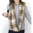 thumbnail image 4 of StylesILove Winter Plaid Infinity Scarf with Hidden Zipper Pocket Fashion Travel Scarf for Women and Men (Brown), 4 of 6