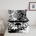 thumbnail image 5 of jejeloiu Contrast Skull King Size Comforter Sets,Intricate Damask Comforters King Size For Adults,Black White,Black Reversible,3 Pieces,1 Comforter and 2 Pillowcases, 5 of 7