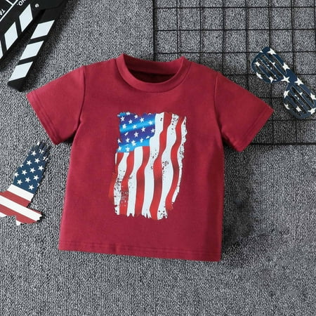 

Leutsin Independence Day Toddler Baby Boys Independence Day Short Sleeve Tie Dyed USA Letter Short T-shirt Top（1-6 Years）