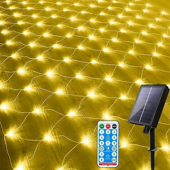 WEVSolar Net Lights Outdoor 1.5x1.5M 96LED Mesh Fairy String Lights with 8 Modes Waterproof Auto ON/Off Decorative Light for Garden Fence Balcony