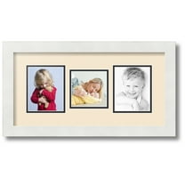 ArtToFrames Collage Photo Picture Frame with 1 - 4x4 and 2 - 4x5 Openings, Framed in White with Alabaster and Black Mats (CDM-3966-71)