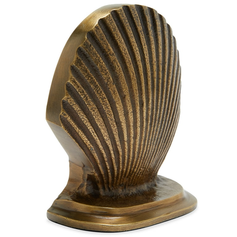 Brass Shell Bookends Set of Two Scallop Shell Heavyweight Seashell