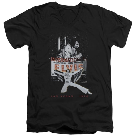 Elvis Presley Las Vegas Adult V-Neck T-Shirt Black