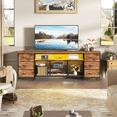 thumbnail image 5 of Tydimor Modern TV Stand for 75-80 inch TVs, LED Entertainment Center with Power Outlets and 6 Drawers, Media Console with Storage for Living Room, Rustic Brown, 5 of 8