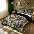 thumbnail image 3 of meiyoeat Watercolor Ink Deer Bass Fish Bedding for Men, Forest Animal US Flag Duvet Cover Full, Beige, Black Reversible, 3pcs, 1 Duvet Cover and 2 Pillowcases, 3 of 6