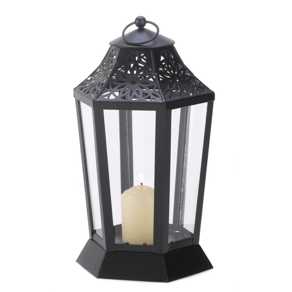 Black Metal Candle Lantern, Rustic Decorative Lanterns For Candles