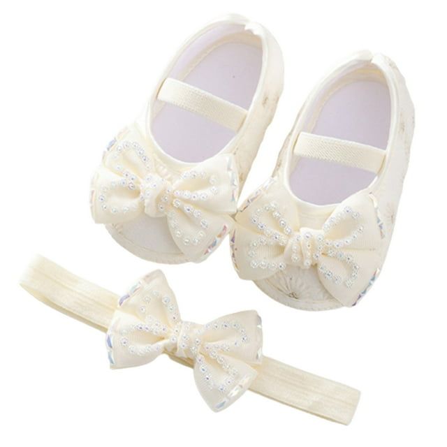 Chaussures pour Bébé Mode Semelle Souple Espadrilles pour Tout-Petit pour Usage Quotidien avec Robe Fleur de Perle Semelle Coussinée Sécuritaire Chaussures Légères pour Enfants