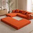 thumbnail image 6 of Timbernest 108" Modular Sectional Sofa with L-Shape Chaise, Convertible Sleeper Couch for Living Room, Corduroy Orange, 6 of 7