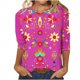 thumbnail image 5 of Camisetas Casuales de las Mujeres de Moda Impresa 3/4 Mangas Blusa Cuello Redondo para el Hogar Y Diario, 5 of 5