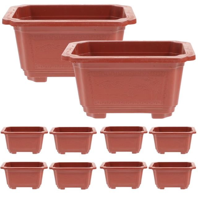 TEHAUX 10pcs Red Plastic Window Boxes for Flower and Vegetable Planting Ideal for Indoor Outdoor Use