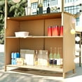 thumbnail image 3 of Bar Height Patio Set with PE Grass Canopy, Outdoor Bar Table and Stools with Adjustable Feet, Acacia Wood Top, for Dining and Drinking, Natural, 3 of 10