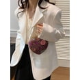 thumbnail image 6 of Women’s Burgundy Heart Shaped Clutch Purse, Sequin Beaded Evening Handbag with Chain Strap, 6 of 12