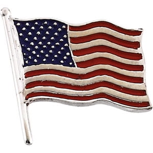 14k White Gold American Flag Lapel Pin 17.5x17mm Color - 2.8 Grams