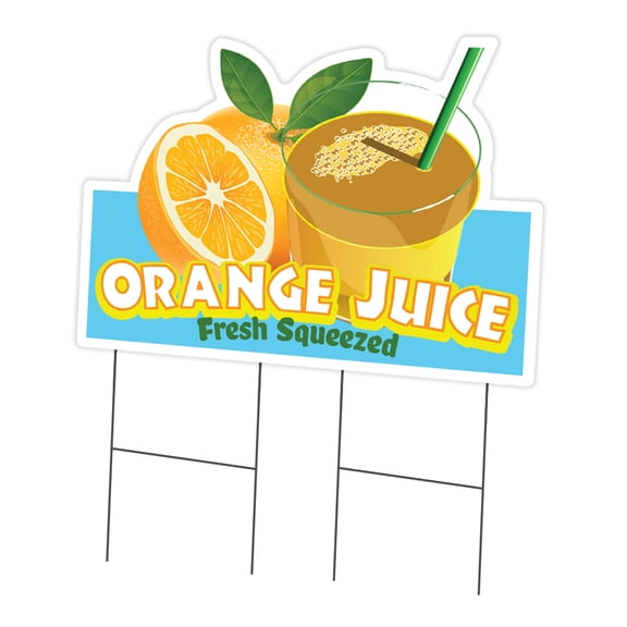 Orange Juice 24" x 36" Yard Sign & Stake | Advertise Your Business | Stake Included Image On Front Only | Made in The USA