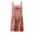 thumbnail image 4 of DDAPJ pyju Rompers for Women 2025 Trendy Boho Floral Shorts Jumpsuits Summer Casual Loose Sleeveless Bib Overalls Wide Leg Short Romper with Pockets Prime Sales Today Watermelon Red S, 4 of 4
