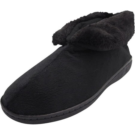 - Norty Womens Faux Fur Memory Foam Slip On Bootie Slippers Shoe, 40808 Black / Medium
