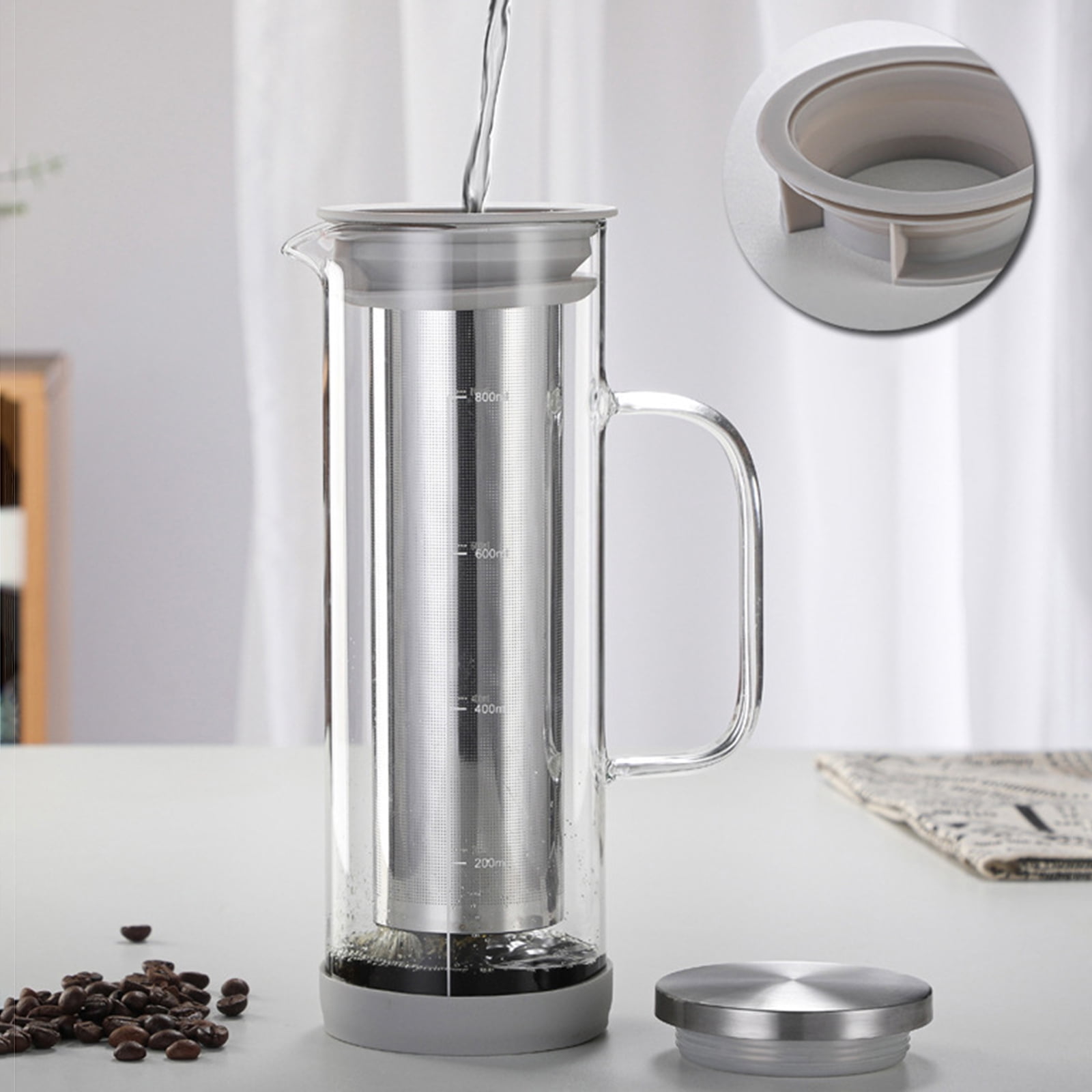 Effective Cold Brew Coffee Machine Artistic Cold Brew Coffee Jar with Removable Filter Effective Glass Coffee Maker