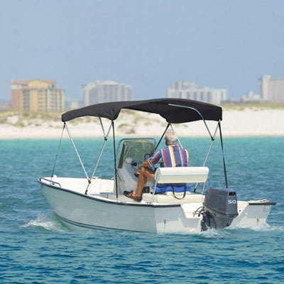 North East Harbor 3 Bow Boat Bimini Top Cover Gray With Zippered Boot Fits 79"-84" Width Beam V-Hull Fishing... by KapscoMoto