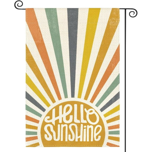 Hello Sunshine Classic Garden Flag 12x18 Inch Double Sided Outside, Summer Party Holiday Burlap Yard Outdoor Decoration