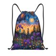 thumbnail image 1 of Fotbe Cosmic Irises At Twilight Bolsa Mochila con Cordón Estampada, Bolsa de Gimnasio Deportiva, Bolsa Cinch, Bolsa con Cordón para Hombres y Mujeres-Small, 1 of 6