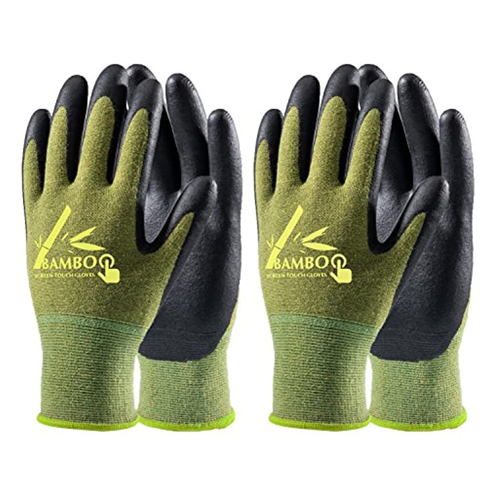 Grippy Nitrile Rubber Coated Work Gloves Gardening Gloves Touchscreen 2 Pairs M Green Medium Size COOLJOB 2 Pairs Bamboo Working Gloves for Women and Men 