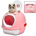 thumbnail image 1 of Arenero para gato grande caja de arena inodoro cerrado ambiente autolimpiable con tecnología fotocatalítica puerta frontal con pala rosa, 1 of 8