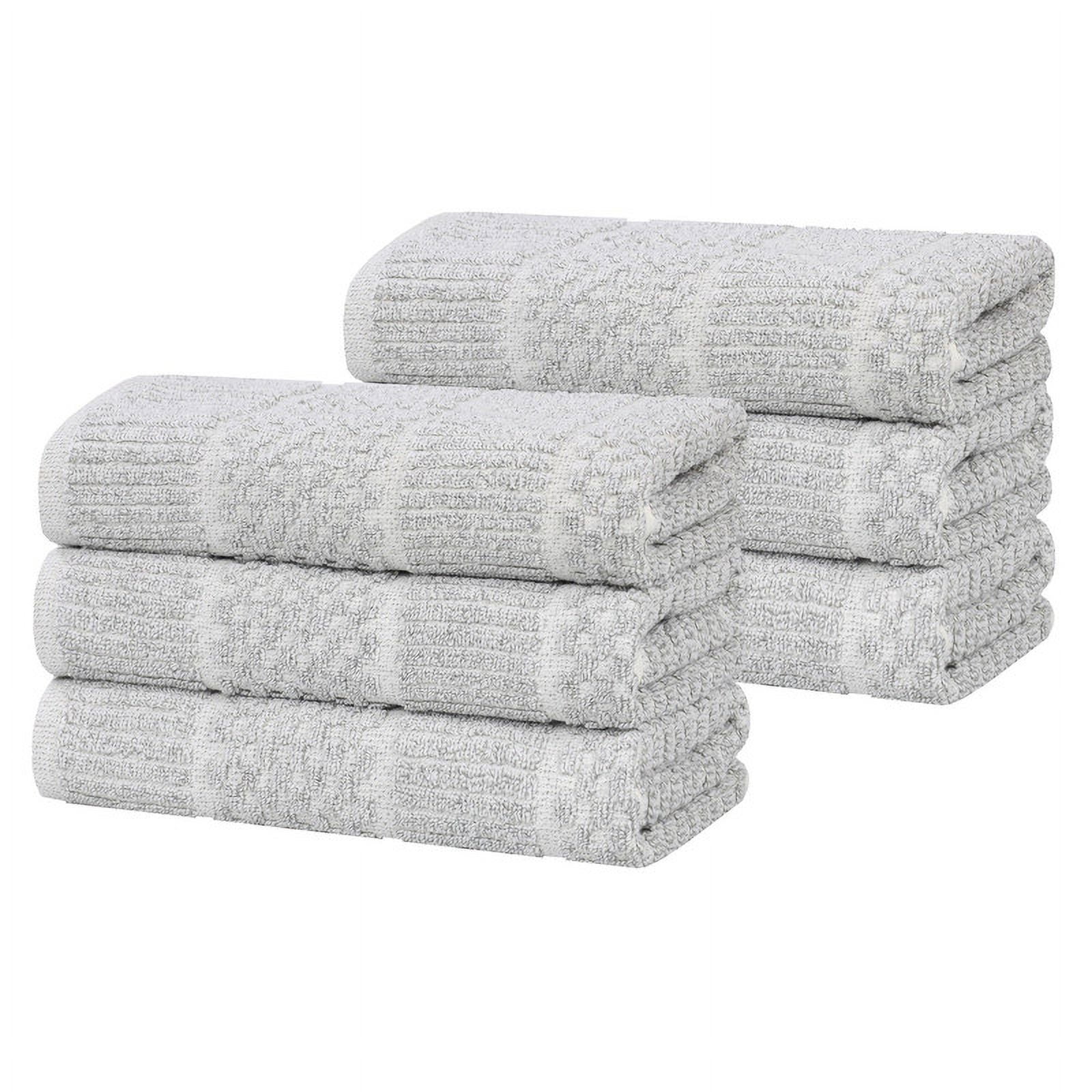 Superior Naples Viscose Cotton Blend Medium Weight Hand Towels, Set of 6, Platinum