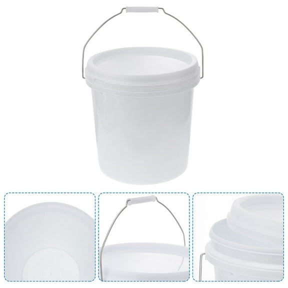HEMOTON White Plastic Storage Bucket with Lid for Paint and Pigment Container 10L