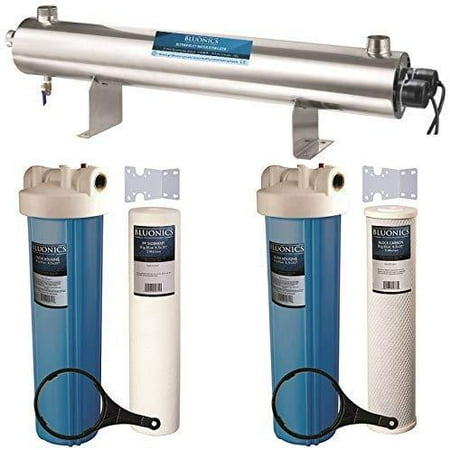 

Bluonics 110W UV Ultraviolet + Sediment & Carbon Well Water Big Blue Size 4.5 x 20 Filters for a Large Home/Commercial Treat Virus and Bacteria