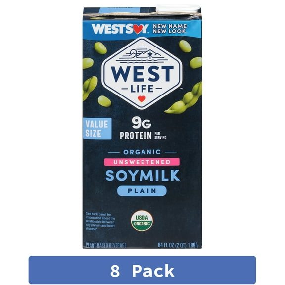 Westsoy Soymilk Unsweetened Original 64 fl oz (Pack of 8)