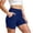 Blue, variant on Women's Tummy Control High Waist Workout Shorts, Curved Hem Solid Soft Stretch Athletic Short Bottoms for Women, Women's Dark Blue, Sizes S-2XL